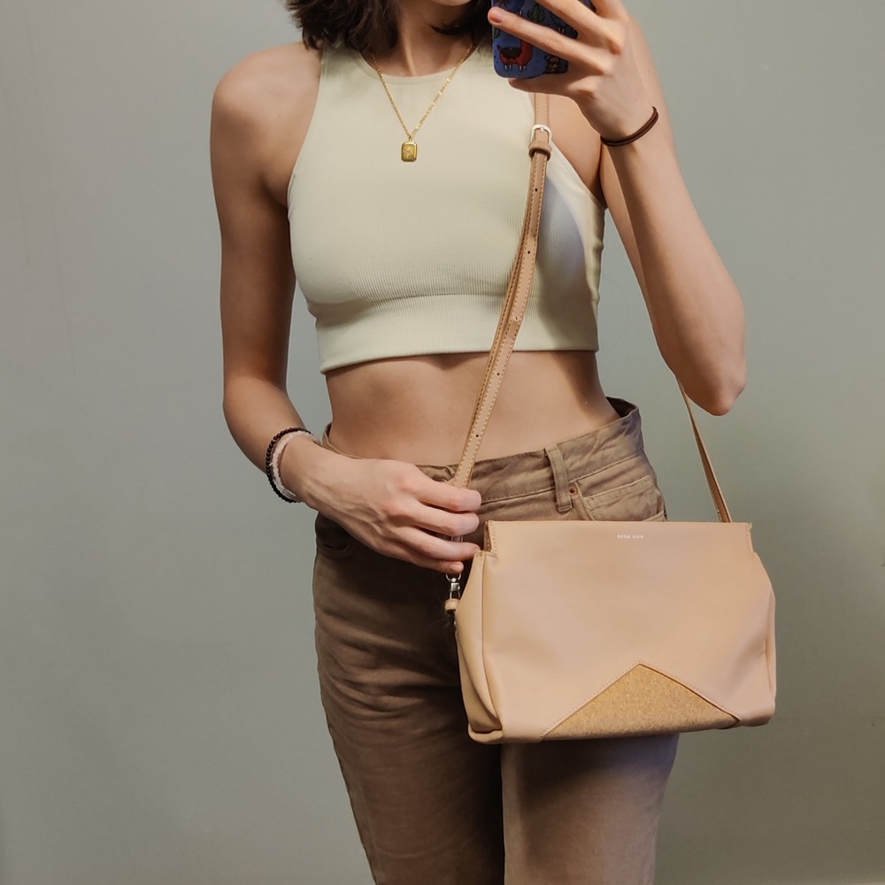 Pixie mood cream / beige faux leather and cork shoulder bag purse